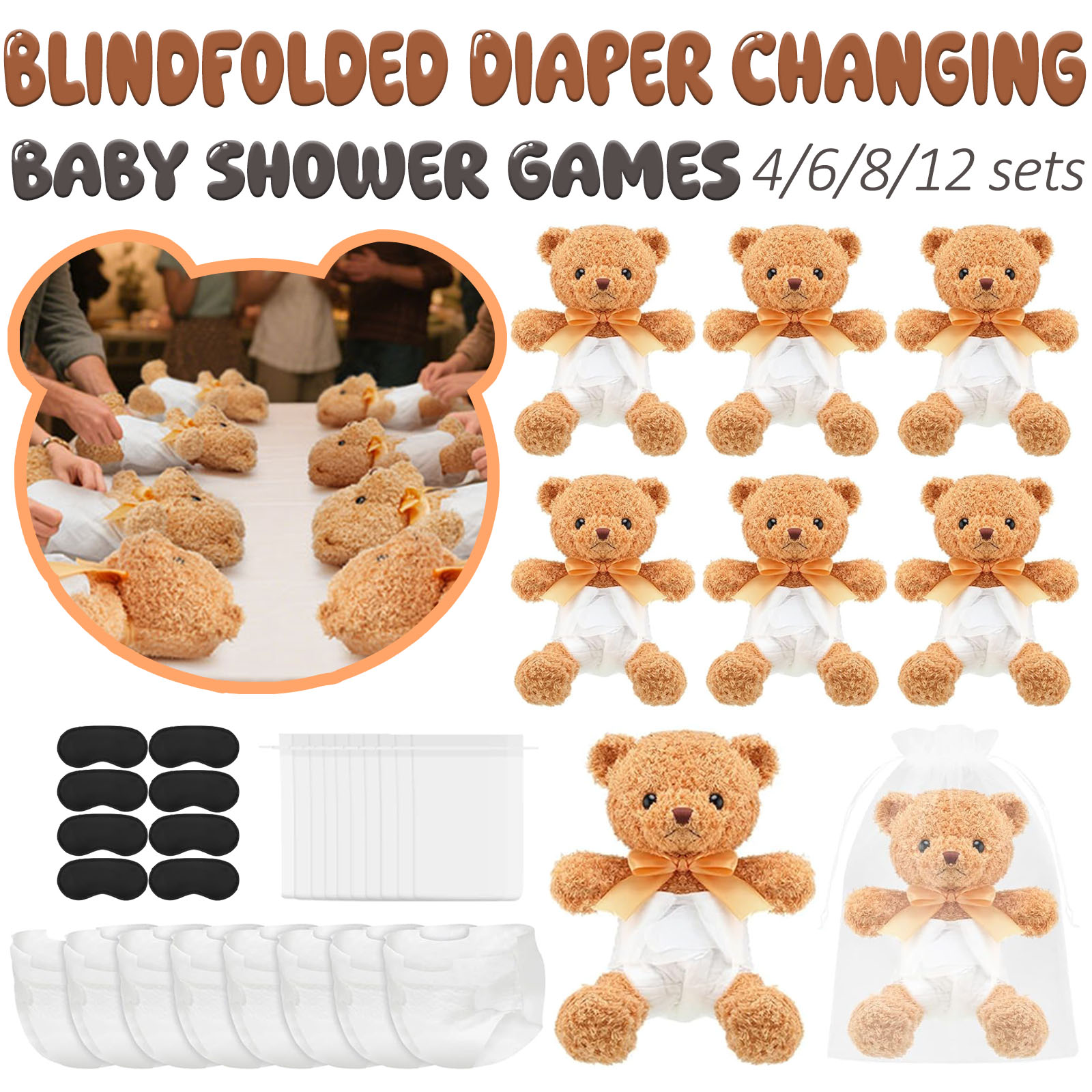 4/6/8/12 Sets Baby Shower Game - Cloth Diaper Insert 评论和价格